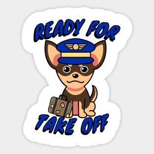 Cute small dog is a pilot Sticker